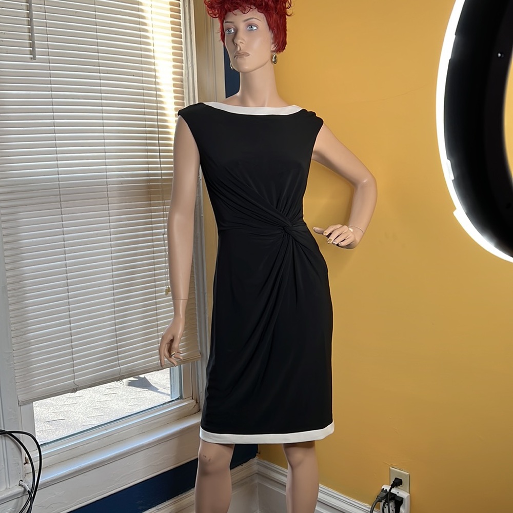 Ralph Lauren Size 8 Black Dress With Cream Detail